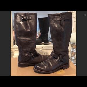 Bussola Black Leather Zipper Boots Size 9 39